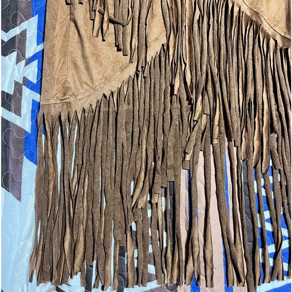 Brown Suede Fri he Skirt - Picture 2 of 4